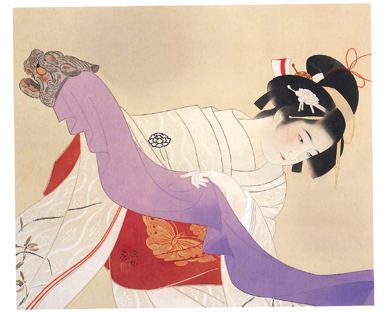 即決 模写 河野棹舟美人画 掛軸 検索＝伊東深水 鏑木清方 玉葉